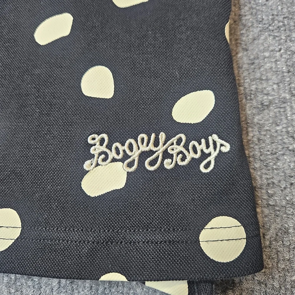 Bogey Bros Me S Golf Polo Shirt Size Large Pique Cotton Large Dot Black White